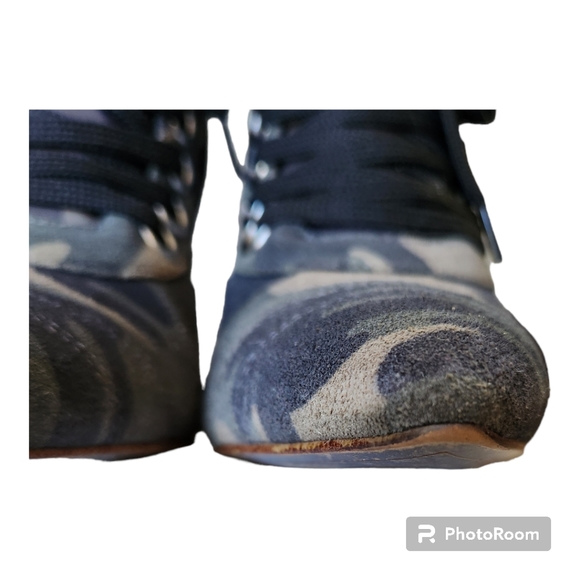 GIANNI BINI Jarret Green/Black Camo Print Suede Lace-up Booties Size 6 - Picture 16 of 16